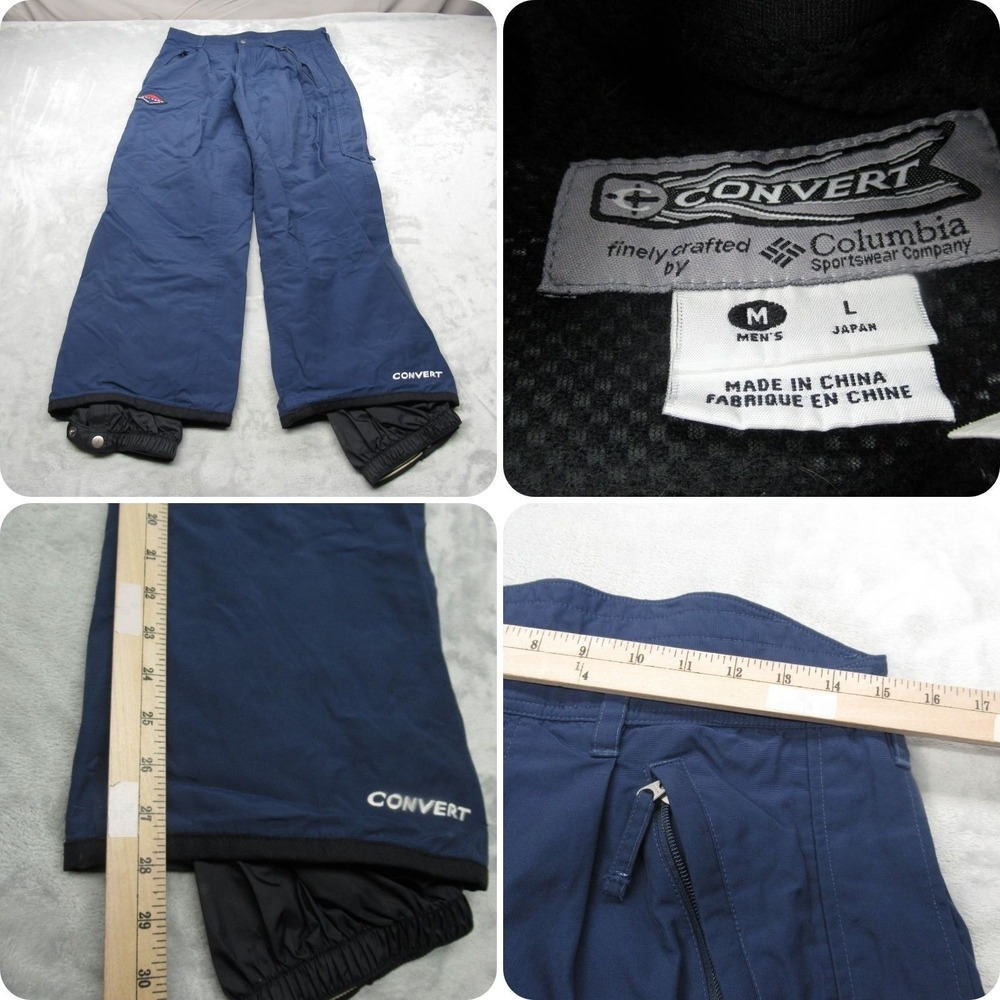 Columbia Convert Snow Pants Men Medium Blue Canvas Waterproof Ski VTG 30x28